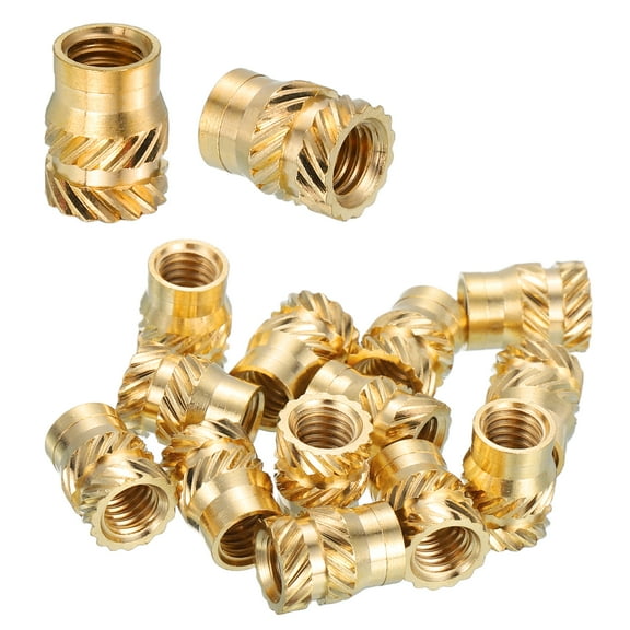 Uxcell Heat Set Threaded Inserts, 15 Pcs #8-32 x 3/8" T x 6.3mm OD Pure Brass Metric Knurled Nuts Female Threaded Inserts Embedment Nut for 3D Printing Components and Plastic Materials