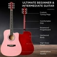 thumbnail image 4 of HarmonyStrings 41in Beginner Acoustic Guitar Full Size All Wood Cutaway Guitar Starter Set w/Case, Strap, Capo, Strings Pink, 4 of 7