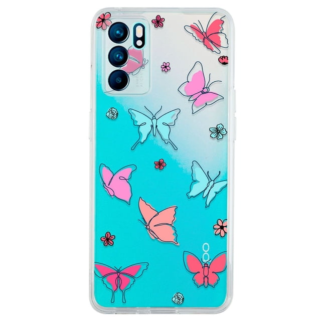 Funda Para Oppo Reno6 Lite Trazo de Mariposas, Uso Rudo, InstaCase Protector para Oppo Reno6 Lite Antigolpes, Case Trazo de Mariposas
