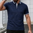 thumbnail image 2 of Men's Solid Color Knit Casual Shirt Tops, Short Sleeve Lapel Breathable Cooling Quick Dry, Summer Beach Vacation Travel Gym Fitness Outfits, Modern Essential | JASKFLY,Navy M, 2 of 7