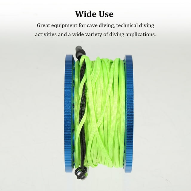 Maoww Dive Finger Reel Professional High Density Rope Aluminum Cave Diving Tech Spool Water Sports Accessories Blue