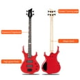 thumbnail image 6 of Glarry Electric Bass Guitar 4 String Burning Fire Style Guitar for Beginner,Red, 6 of 10