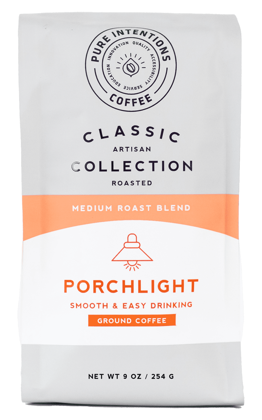 Pure Intentions - Porchlight, Ground Coffee, Medium Roast 9oz