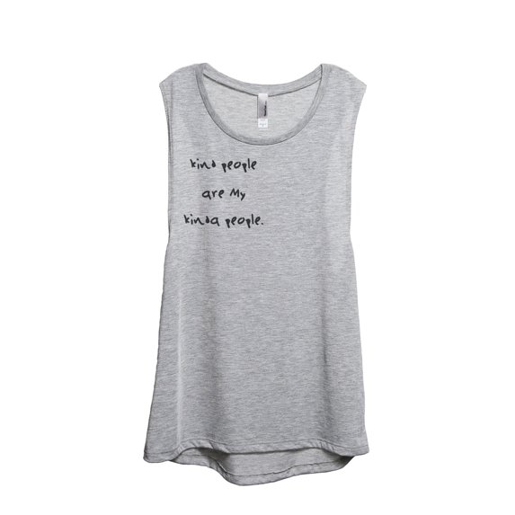 Kind People Are My Kinda People Women's Fashion Sleeveless Muscle Tank Top Tee Sport Grey Medium