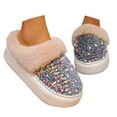 thumbnail image 3 of Wovix Women's Sequin Fashion Casual Lined Slippers Carnival Slippers Comfort Memory Foam House Slippers Grey 39, 3 of 6