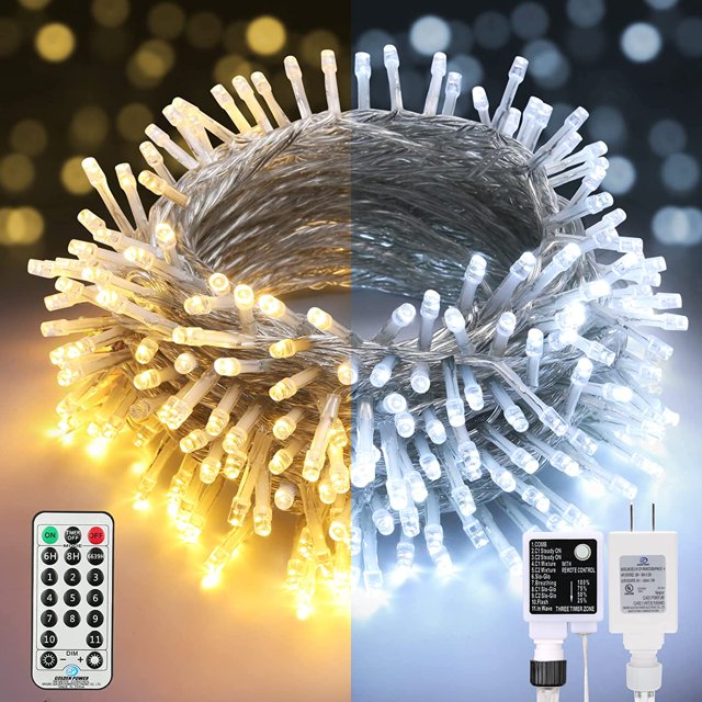 Color Changing Christmas Lights, 66ft 200LED Fairy Lights 11 Modes White to Warm White , Connectable Waterproof Remote Control Twinkle Lights for Christmas Decorations