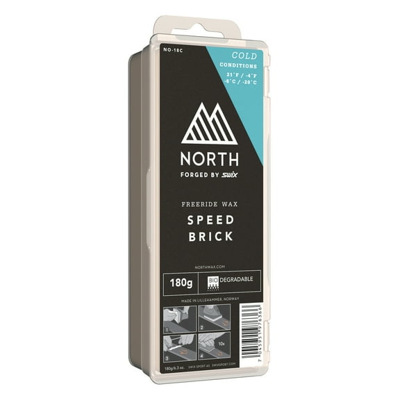BioDegradable Swix North Speed Brick Snowboard Ski Wax Cold Blue 180g - (NO-18C)