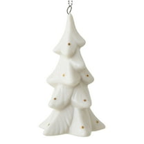 HCTSHG Lighted Ceramic Christmas Tree, White Tabletop Xmas Figurines with Lights, Holiday Decor for Home, White Christmas Themed Decorations
