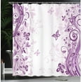 thumbnail image 3 of Ambesonne Violet Shower Curtain, Swirling Flowers Wild, 69"Wx84"L, Violet, 3 of 4