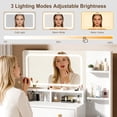 thumbnail image 5 of Satifur White Makeup Vanity with LED Mirror, 3 Color Lights, 2 AC + USB + Type-C, 3 Shelves, 2 Drawers & Acrylic Cabinet – Modern Vanity Desk for Bedroom, 5 of 11