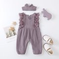 thumbnail image 3 of Baby Girls  Clothes Sleeveless Round Collar Jumpsuit + Headdress, Pink/ White/ Purple/ Green/ Yellow, 3 of 6