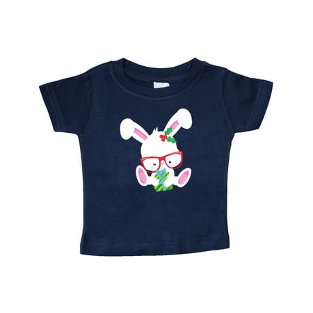 

Inktastic Christmas Rabbit Hipster Rabbit With Glasses Gift Baby Boy or Baby Girl T-Shirt