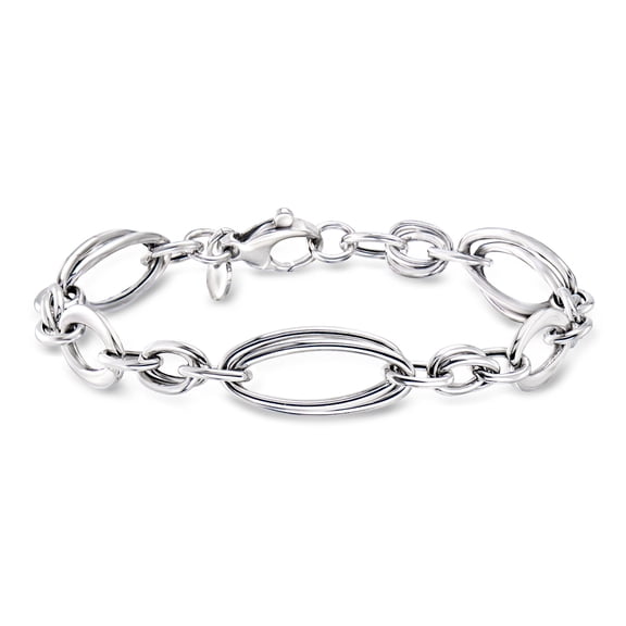 Ross-Simons Italian Sterling Silver Interlocking Oval-Link Bracelet, Women's, Adult