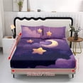thumbnail image 5 of Xoenoiee Moon Star Cloud Print Fitted Sheet Set, 3-Piece Bedding Set with Deep Pocket - Soft & Breathable Microfiber Sheet Set Includes 1 Fitted Sheet and 2 Pillowcases, King Size, 5 of 7