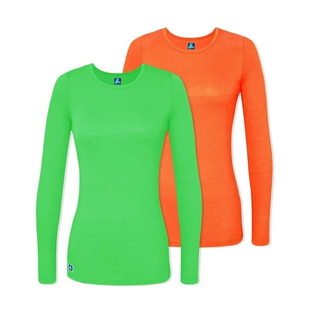 

Adar Underscrubs for Women Multi Color 2 Pack - Long Sleeve Underscrub Comfort Tee