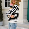 thumbnail image 6 of Womens Fall Fashion 2022! QLEICOM Sweaters for Women, Women Fashion Autumn And Winter Knit Stripe Print Crewneck Pullover Sweater On Clearance, 6 of 9