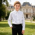 thumbnail image 6 of JUMEYU Uniform Shirts for Boys Boys Long Sleeve Dress Shirts Button Down Uniform Shirt Kids School Formal Wear Size 17-18 (White,17-18 Years), 6 of 8