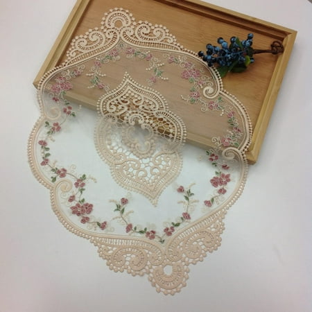 

Dining Table Embroidery Craft Placemat European Style Lace Fabric Insulation Plate Mat Anti-scald Coaster