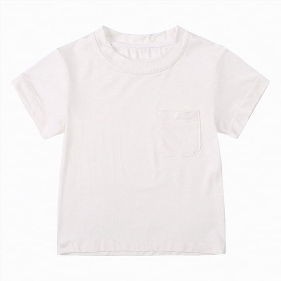 NIEWTR Boys Short Sleeve T Shirts Kids Summer Crewneck Color Block Tops Fashion Tees(White,3-6 Months)