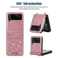 thumbnail image 3 of ELEHOLD Luxury Wallet Case for Samsung Galaxy Z Flip 4 Bling Diamond Sparkle Card Slot Holder Ultra Slim Thin Leather Flip Purse Case with Detachable Shoulder Strap,Pink, 3 of 7