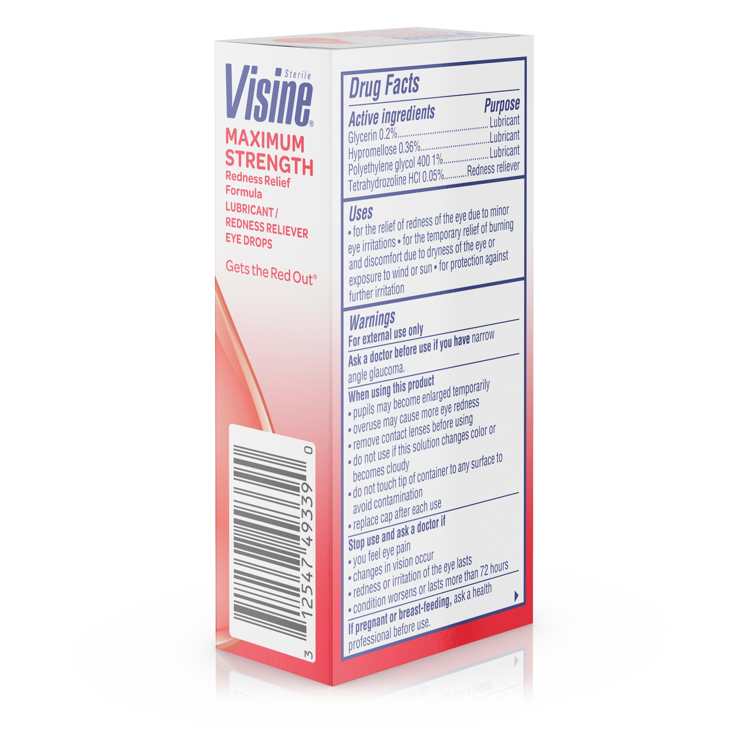 Visine Max Strength Redness Relief Formula Eye Drops, 0.5 fl. oz