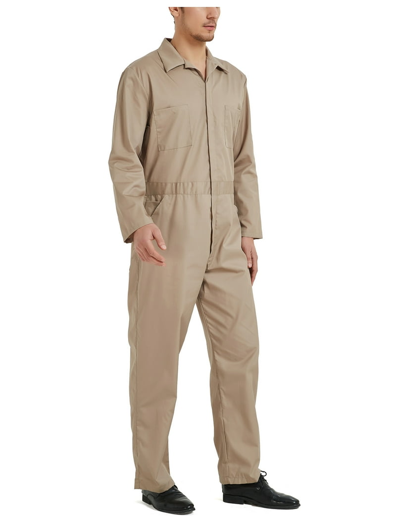 Toptie Men's Long Sleeve Coverall, Snap and Zip-Front, Regular