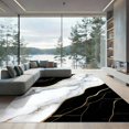 thumbnail image 2 of ODIKA 6'x9' Ultra-Soft Area Rug, Abstract Swirl Veined Gilded Border Streaks Flow Symmetrical None Washable, Bare feet friendly, Silk-Touch for Guest Room, Bedroom, 2 of 7