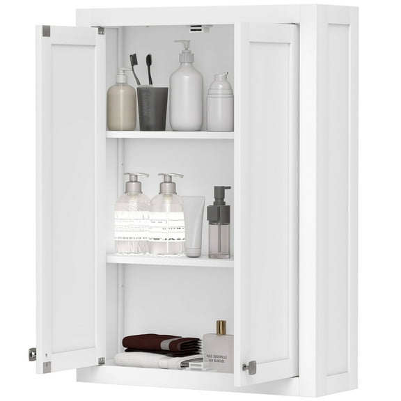 HOMCOM Bathroom Wall Cabinet Medicine Cabinet with Adjustable Shelves White