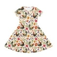 thumbnail image 2 of Uourmeti Rooster Kids Short Sleeve Dresses Teen Girls Animal Print Swing Dress Flower Summer Soft Crewneck Knee Length A-Line Dresses with Pockets, 2 of 6