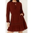 thumbnail image 3 of Idyllwind Women's Riker Long Sleeve Mini Dress - IWFA24D45-BRDYBRN Medium  US, 3 of 4