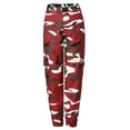 thumbnail image 4 of AOMPMSDX Women Camo Pants Cargo Trousers Cool Camouflage Pants Elastic Waist Casual Multi Outdoor Jogger Pants With Pocket Red XL, 4 of 5