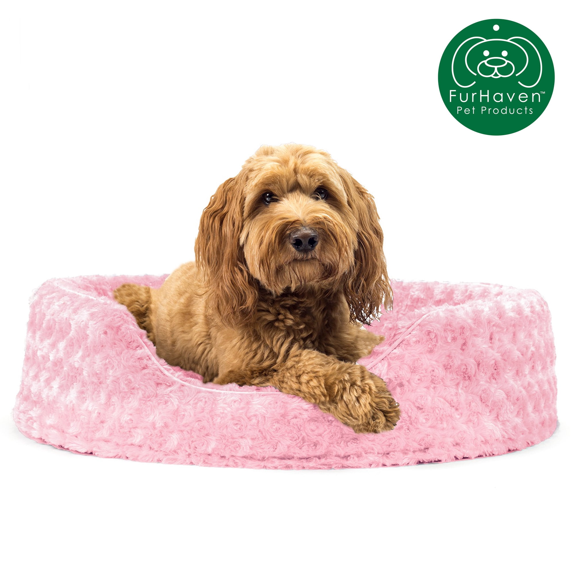 FurHaven Pet Products Ultra Plush Oval Pet Bed for Dogs & Cats - Strawberry, Large