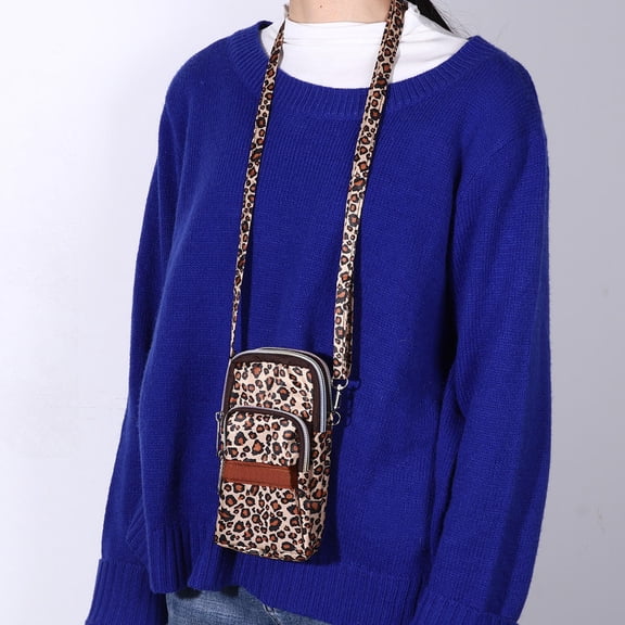 FOMIYES Leopard Print Travel Crossbody Bag for Women Lightweight Shoulder Pouch with Large Storage Capacity