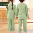 thumbnail image 5 of Auroural girls clothes size 10 Children's Solid Color Round Neck Long Sleeved Top Elastic Waist Pants Home Clothes Two-piece Set, 5 of 8