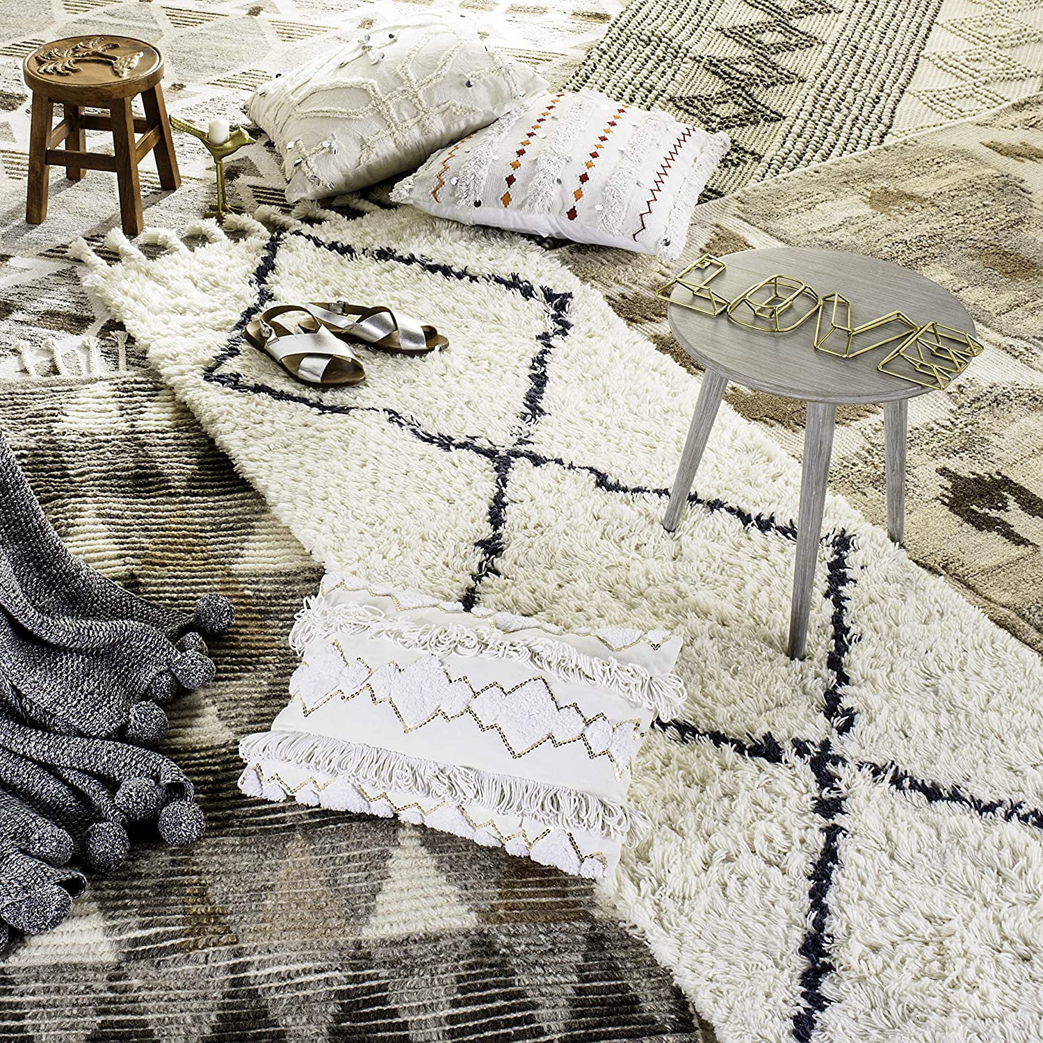 SAFAVIEH Natura Carly Geometric Braided Wool Area Rug, Grey/Ivory, 6' x 6' Square