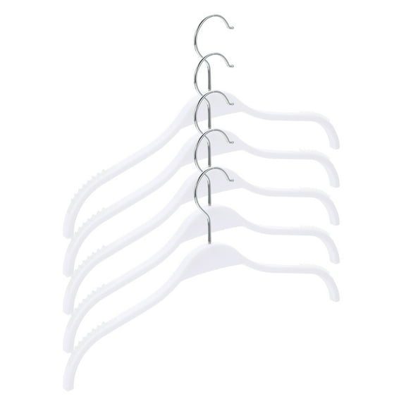 HEMOTON White Plastic Heavy Duty Hangers with Nonslip Design for Home Use 5 Pieces