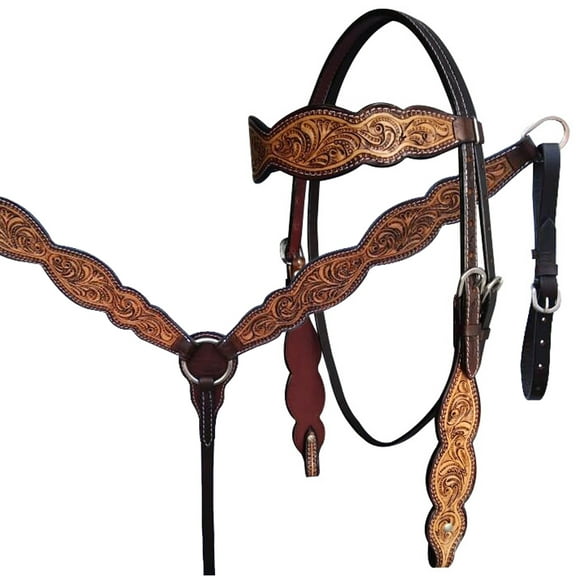 HILASON Western Horse Headstall Breast Collar Set American Leather