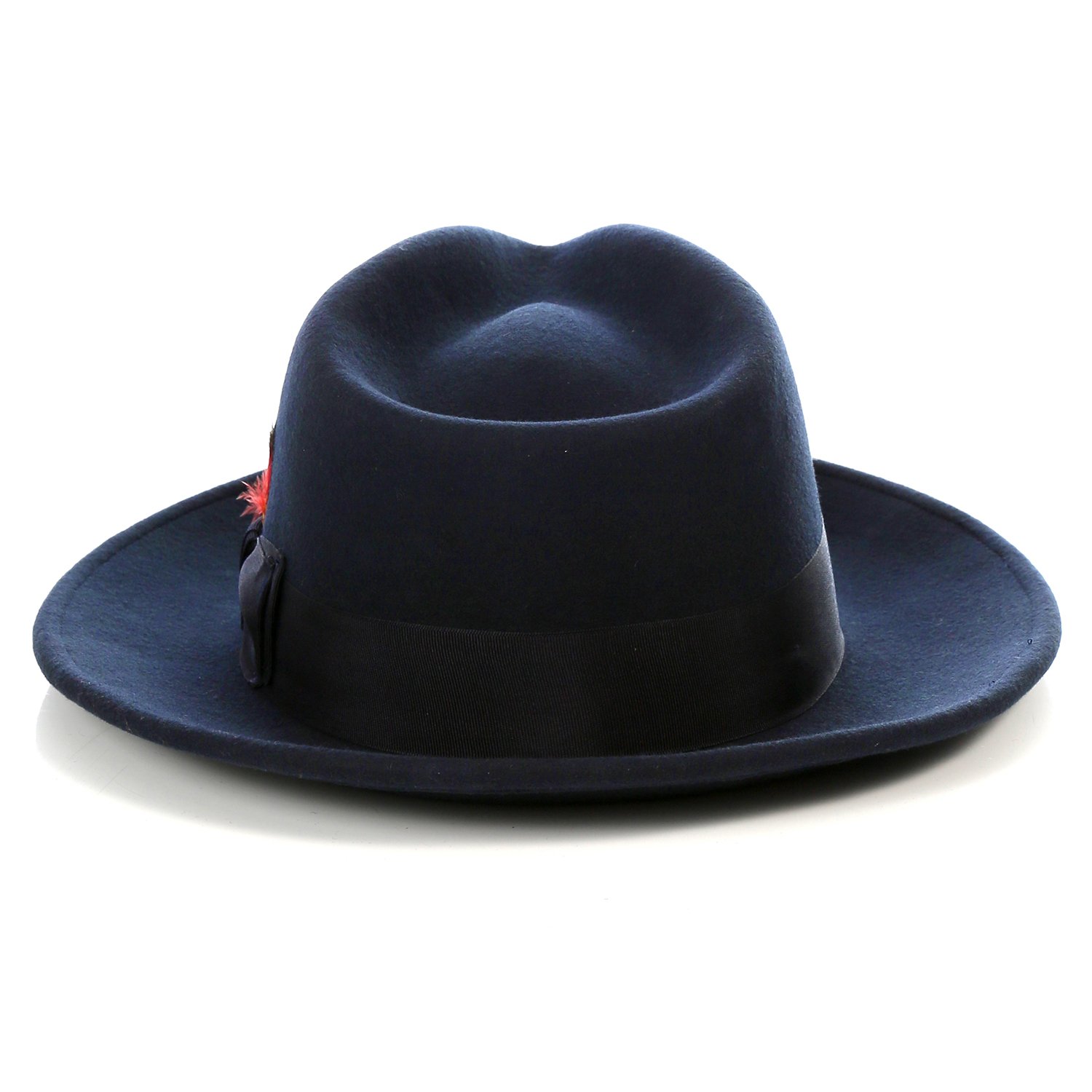 Ferrecci Navy Wool Crushable Fedora with Removable Feather - Unisex, Men’s, Women’s Traveler Hat (X-Large 61cm-7 5/8) - image 3 of 4