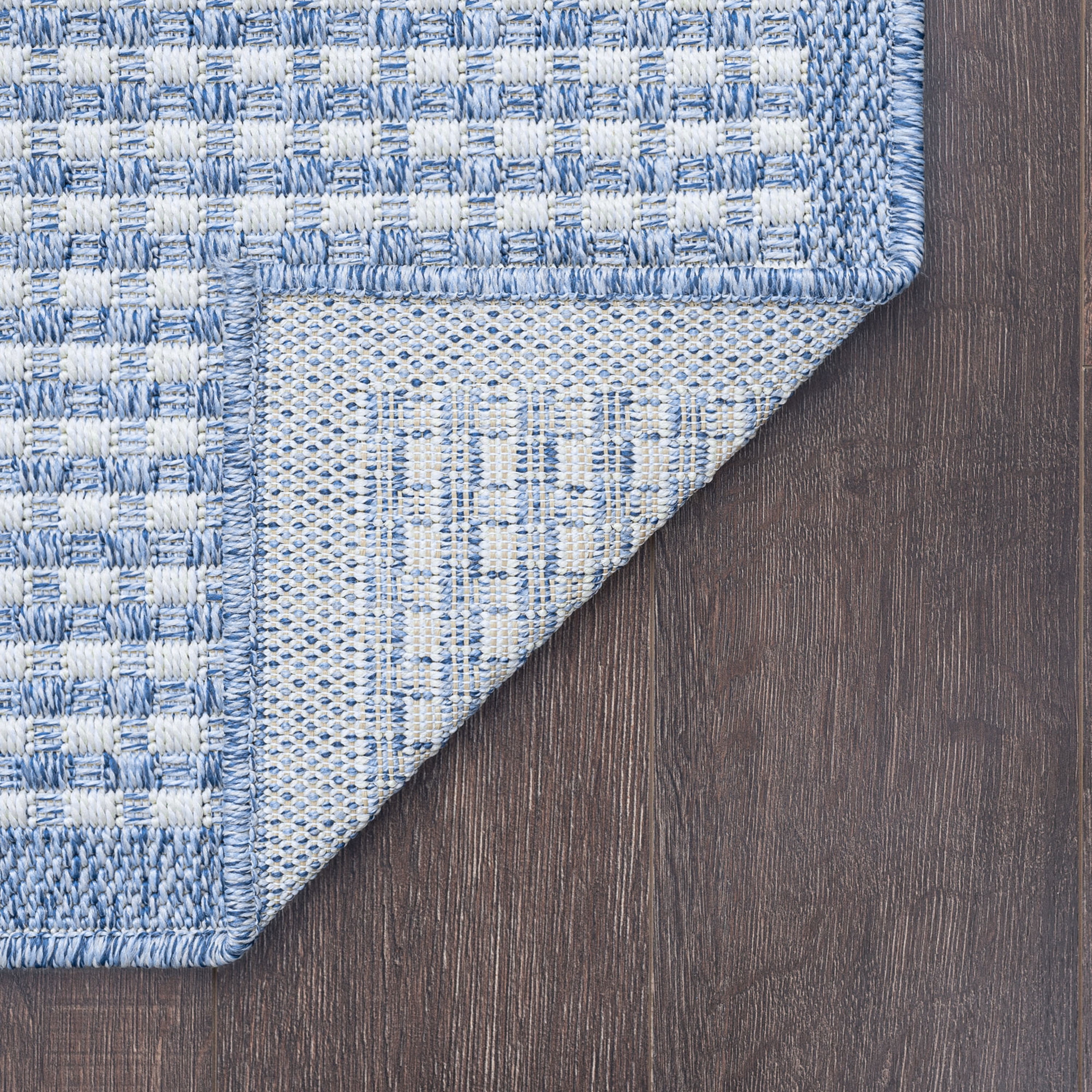 8x10 Water Resistant, Large Indoor Outdoor Rugs for Patios, Front Door Entry, Entryway, Deck, Porch, Balcony | Outside Area Rug for Patio | Blue, Basketweave | Size: 7'10'' x 10'2''