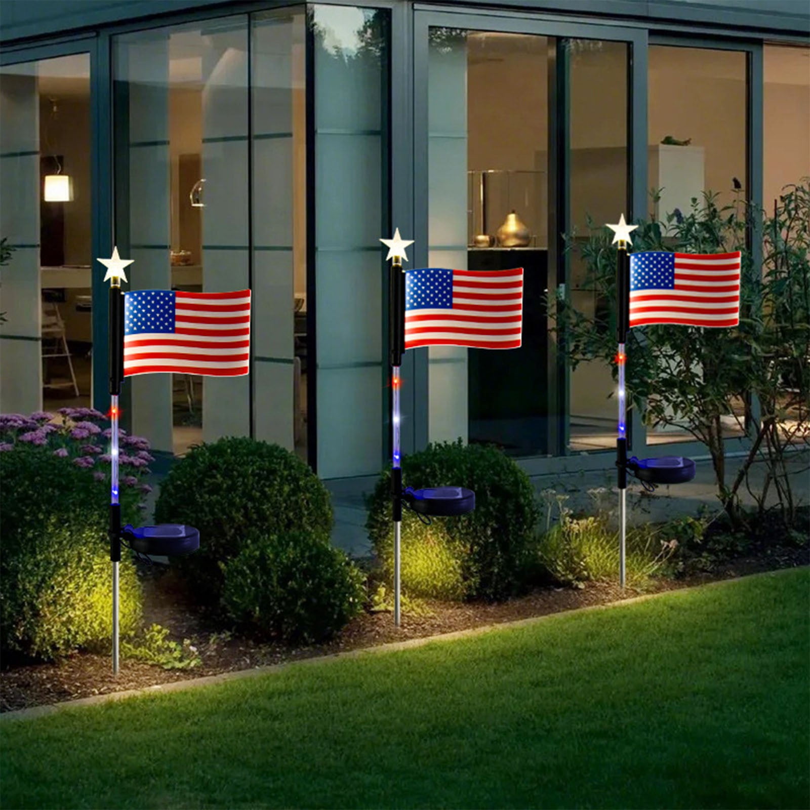 ERTZAE Patriotic Garden Stake,26.5" Solar American Flag Led Garden Stake,4Th Of July Decorations Outdoor,Usa Lawn Porch Yard Sign,Red White And Blue Independence Anniversary Memorial Day Party Decor