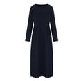 thumbnail image 4 of LSOLMD Women's Fleece Pullover Sweatshirt Dress Casual Loose Crewneck Long Sleeve Maxi Dresses with Pockets, 4 of 6