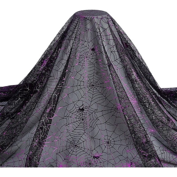 Purple Spider Web Fabric - 39.4x59 inch Black Spiderweb Net Fabric for Party Decoration