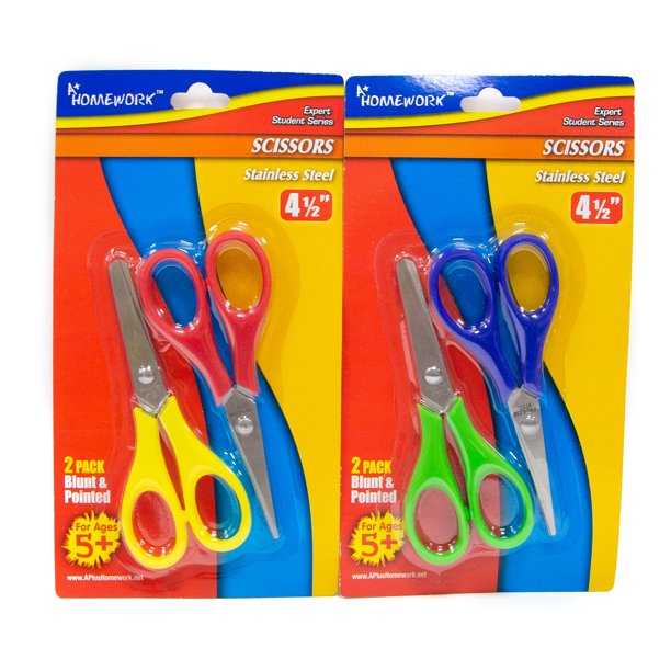 School Scissors 2 Pack Metal Blunt+pointed Case Pack 48 Walmart
