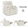 thumbnail image 5 of BarberPub Lay Flat Power Recliner with Hidden Arm Storage, Swivel Tray Table, PU Leather, Beige, 5 of 11