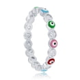 thumbnail image 2 of Daily Delight TheJewelryHut Designer Sterling Silver CZ & Multi Color Enamel Evil Eye Eternity Ring, 2 of 2