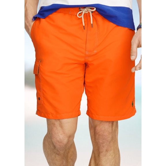 $75 Polo Ralph Lauren Men's Kailua Classic Fit Swim Trunks, Orange, S