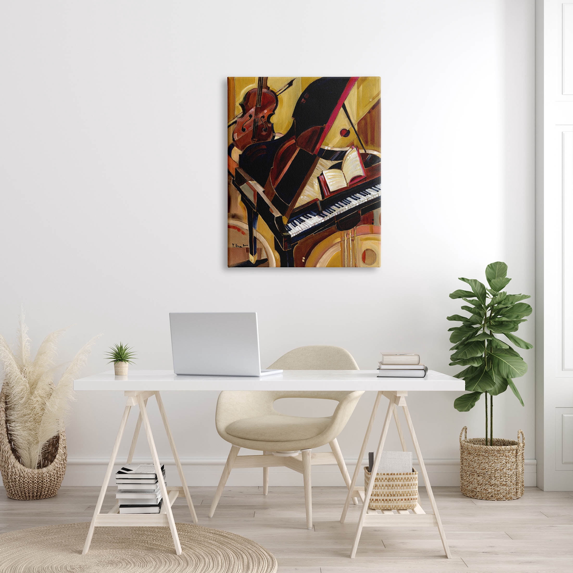 Stupell Industries Musical Instruments Modern Piano Painting Gallery Wrapped Canvas Print Wall Art, Design by Paul Brent