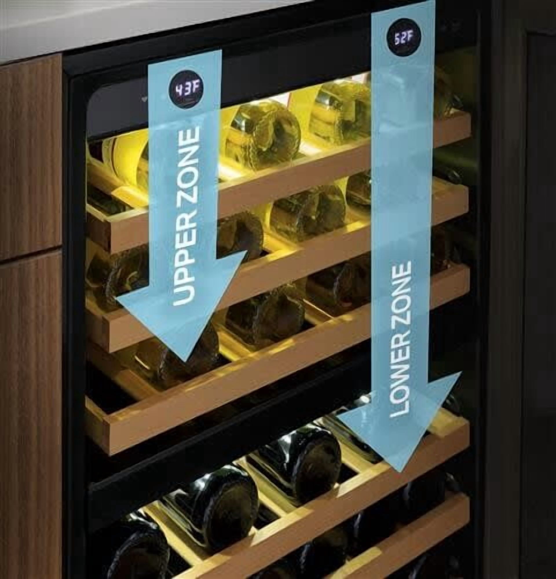 GE Appliances Profile 44 Bottle Beverage Cooler with Sliding Wine Racks, Stainless Steel