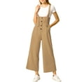 thumbnail image 6 of INSPIRE CHIC Women's Button Front High Waist Belted Straight Fit Overall Jumpsuit XL Khaki, 6 of 8