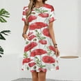 thumbnail image 2 of Poppy Flower Draw Short Sleeve Dress Women Summer Evening Dresses Ladies Sundress, 2 of 7